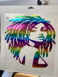Rasta lady iron on decal