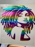 Rasta lady iron on decal