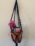 Blue macrame plant hangers