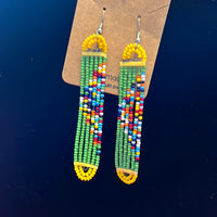 Long green earrings