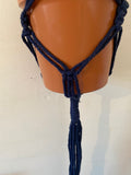 Blue macrame plant hangers