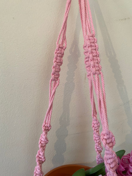 Pink macrame plant hangers