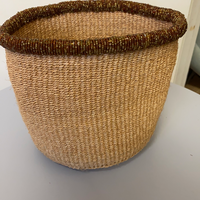 Light brown flower basket with brown beads